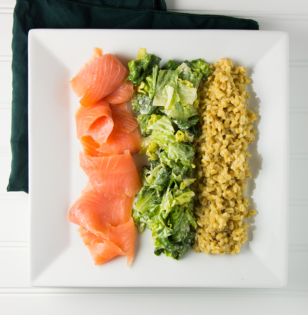 Barley, Romaine Lettuce, and Scottish Salmon Salad